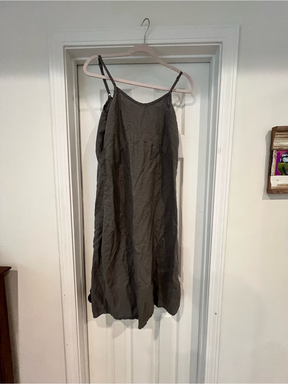 Flax Linen Slip Dress in Charcoal Grey